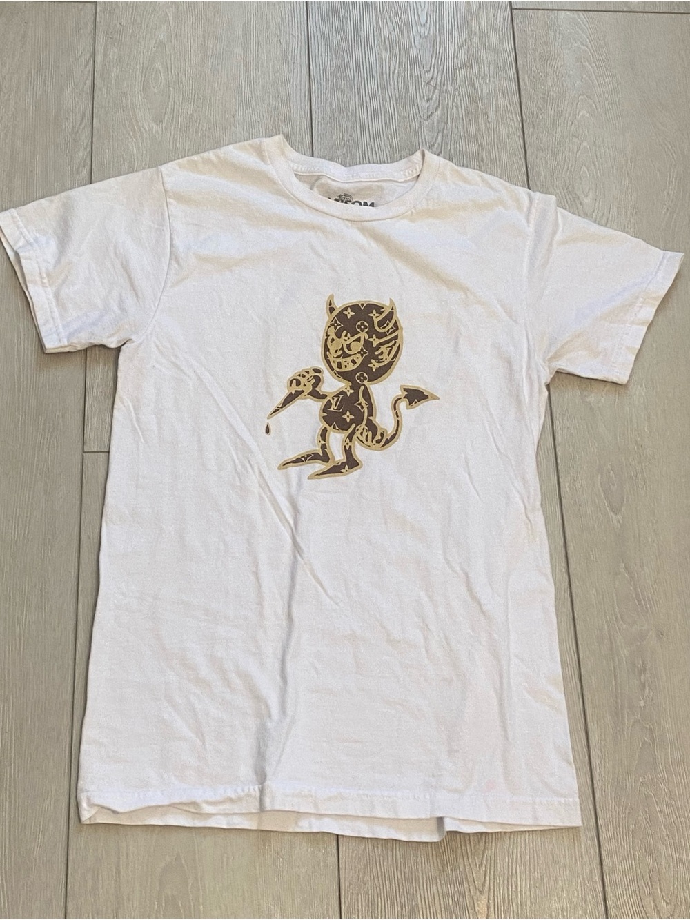 Ransom White Short-Sleeve Tee with Gold & Brown Devil Motif